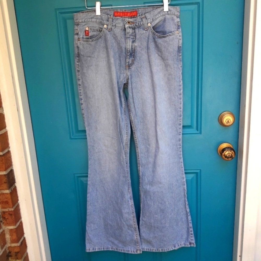 Guess Jeans Vintage Low Rise Bell Bottom Light Blue Denim Flared Leg VTG - Picture 4 of 15
